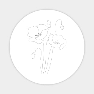 poppies line drawing 2 Magnet